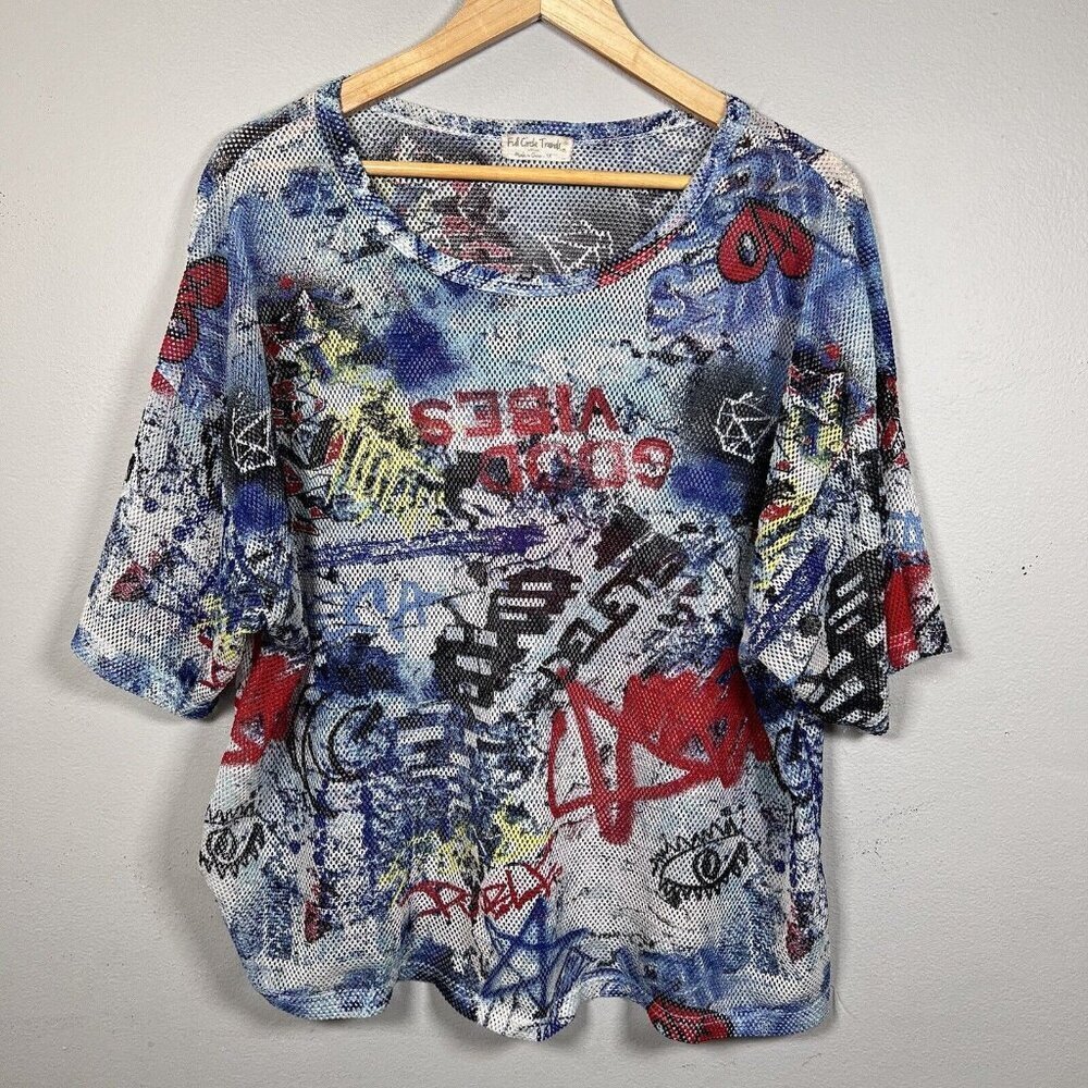 FULL CIRCLE TRENDS Multicolored Print Top Women's Size Large